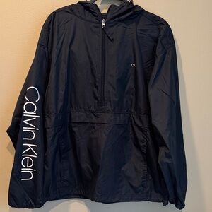 Calvin Klein Black Packable Windbreaker Hooded Jacket